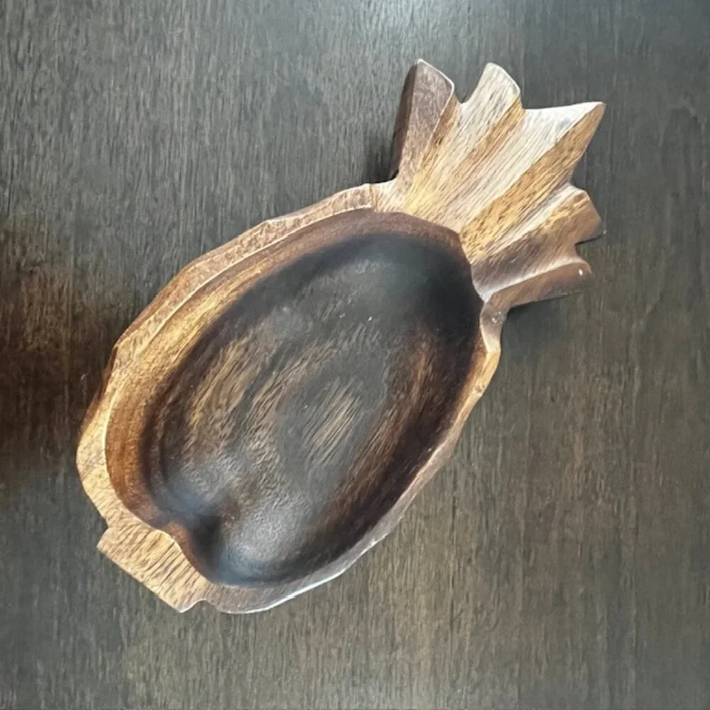 Rustic Wooden Pineapple Bowl Trinket Dish